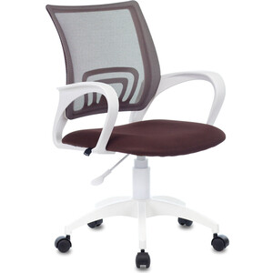 Кресло офисное Brabix Fly MG-396W с подлокотниками, пластик белый, сетка коричневое TW-09A/TW-14C (532398) офисное кресло norden бит 815aw af08 t58 белый пластик красная сетка темно серая ткань