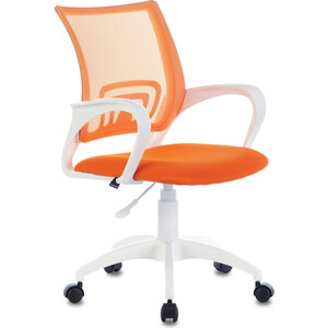 Кресло офисное Brabix Fly MG-396W с подлокотниками, пластик белый, сетка оранжевое TW-38-3/TW-96-1 (532401) кресло офисное brabix fancy mg 201w с подлокотниками пластик белый оранжевое tw 96 1 532410