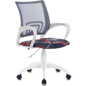 Кресло офисное Brabix Fly MG-396W с подлокотниками, пластик белый, сетка серое с рисунком TW-04/Graffity (532404) кресло tetchair kiddy ткань сетка пластик бирюзовый