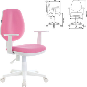 фото Кресло офисное brabix fancy mg-201w с подлокотниками, пластик белый розовое tw-13a 532409
