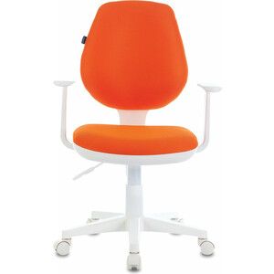 Кресло офисное Brabix Fancy MG-201W с подлокотниками, пластик белый оранжевое TW-96-1 (532410) автомобильное зарядное устройство airline для 12v акб ручная регулировка 5 а оранжевое ach 5a 06