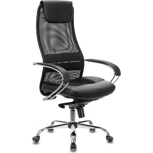 Кресло офисное Brabix Premium Stalker EX-609 PRO хром, мультиблок, ткань-сетка/экокожа черное (532416) кресло офисное brabix flight ex0540 хром ткань сетка коричневое 531849