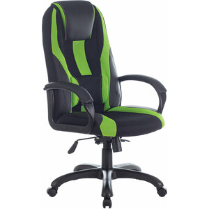 Кресло компьютерное Brabix Premium Rapid GM-102 экокожа/ткань, черное/зеленое (532419) кресло brabix premium force ex 516 ткань черное вставки синие 531572