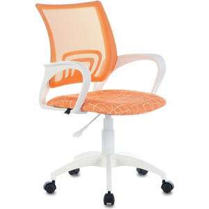 Кресло офисное Brabix Fly MG-396W с подлокотниками пластик белый сетка, оранжевое с рисунком TW-38-3/Giraffe (532402) офисное кресло norden ruby lb ch 312b w gg белый пластик серая сетка серая ткань