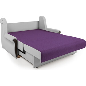 Диван-кровать Шарм-Дизайн Аккорд М 160 фиолетовая рогожка и экокожа белая