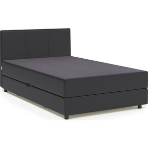 Кровать Шарм-Дизайн Классика 140 серая рогожка и черная экокожа односпальная кровать тахта colibri 80 серая с подъемным механизмом