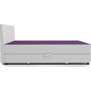 Кровать Шарм-Дизайн Классика 140 фиолетовая рогожка и белая экокожа