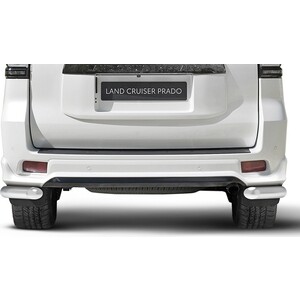 Защита заднего бампера d76 уголки Rival для Toyota Land Cruiser Prado 150 рестайлинг (Black Onyx) (2020-н.в.), нерж. сталь, 2 части, R.5726.002