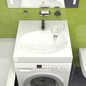 Раковина над стиральной машиной GreenStone Prado 60х55 с сифоном и кронштейнами, белая - фото 1