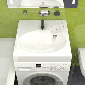 фото Раковина над стиральной машиной glanz мэйси 60х60 с кронштейнами, белая (v5d1)