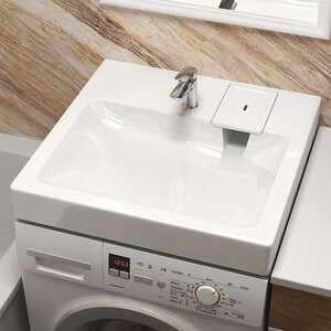 фото Раковина над стиральной машиной glanz монако 60х60 с кронштейнами, белая (v51d1)
