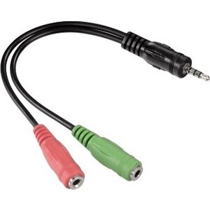 Адаптер аудио HAMA 2xJack 3.5 (f)/Jack 3.5 (m) черный (00054573) разъем banana красный и разъем коррозионностойкий разъем banana левый и правый каналы для аудио видео усилитель разъем для кабеля динамика