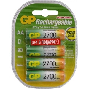 Аккумулятор GP 270AAHC3/1 AA NiMH 2700mAh (промо-3+1) (4шт) аккумулятор gp 270aahc aa nimh 2700mah 16шт