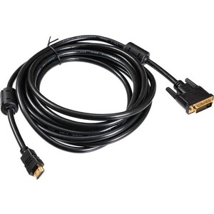 Кабель Buro HDMI-19M-DVI-D-5M HDMI (m) DVI-D (m) 5м феррит.кольца черный кабель hdmi dvi d 1 8м buro позолоченные контакты ферритовые кольца hdmi 19m dvi d 1 8m