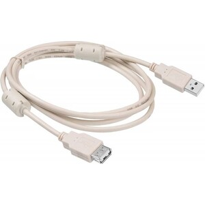 фото Кабель buro usb2.0-am-af-1.8m-mg usb a(m) usb a(f) 1.8м феррит.кольца серый