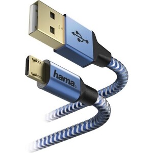 фото Кабель hama 00178289 micro usb b (m) usb a(m) 1.5м синий