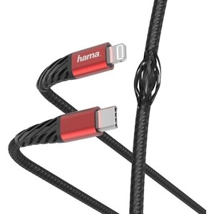 фото Кабель hama 00183294 lightning usb type-c (m) 1.5м черный/красный