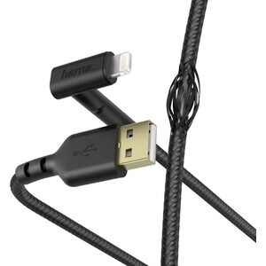 фото Кабель hama 00187212 lightning (m) угловой usb 2.0 (m) 1.5м черный