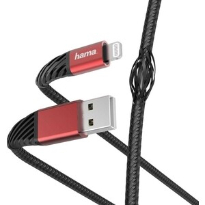 фото Кабель hama 00187217 lightning (m) угловой usb 2.0 (m) угловой 1.5м черный/красный