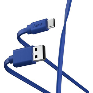 фото Кабель hama 00187229 usb type-c usb a(m) 1м синий плоский