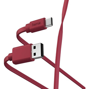 фото Кабель hama 00187230 usb type-c usb a(m) 1м красный плоский