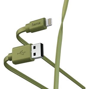 Кабель HAMA 00187234 Lightning USB 2.0 (m) 1м зеленый плоский кабель cactus usb lightning 1 2м белый cs lg usb a 1 2