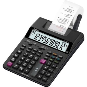 Калькулятор с печатью Casio HR-150RCE-WA-EC черный 12-разр. - фото 1