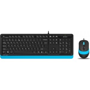 Комплект клавиатура и мышь A4Tech Fstyler F1010 клав-черный/синий мышь-черный/синий USB Multimedia клавиатура a4tech kls 7muu серебристый usb slim multimedia