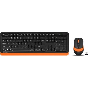Комплект клавиатура и мышь A4Tech Fstyler FG1010 клав-черный/оранжевый мышь-черный/оранжевый USB беспроводная Multimedia клавиатура oklick 490ml usb slim multimedia led