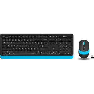 Комплект клавиатура и мышь A4Tech Fstyler FG1010 клав-черный/синий мышь-черный/синий USB беспроводная Multimedia клавиатура a4tech kls 7muu серебристый usb slim multimedia