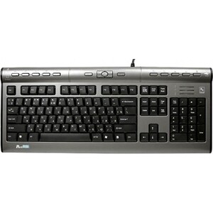 Клавиатура A4Tech KLS-7MUU серебристый/черный USB slim Multimedia клавиатура oklick 880s usb беспроводная slim multimedia 1061999