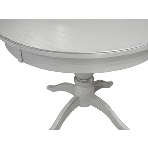 фото Стол обеденный мебелик моро 04 раздвижной белый/серебро 100/140x100