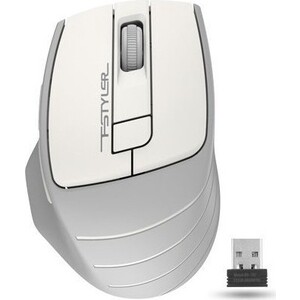 Мышь A4Tech Fstyler FG30S белый/серый оптическая (2000dpi) silent беспроводная USB (6but) мышь беспроводная a4tech fstyler fg30s белый серый usb