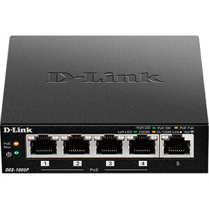 Коммутатор D-Link DGS-1005P/A1A 5G 4PoE 60W неуправляемый коммутатор d link dgs 1005p a1a