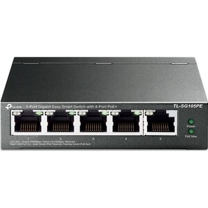 Коммутатор TP-Link TL-SG105PE 5G 4PoE+ 65W управляемый коммутатор tp link tl sg105pe 5g 4poe 65w управляемый