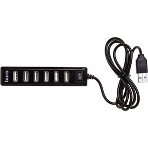 Разветвитель USB Buro BU-HUB7-1.0-U2.0 7порт. черный разветвитель usb buro bu hub4 0 5 u2 0 candy 4порт серебристый