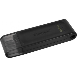Флеш-диск Kingston 64Gb DataTraveler 70 Type-C DT70/64GB USB3.2 черный thinkplus tu202 64 гб usb3 0 type c двухпортовый портативный твердотельный u диск высокоскоростной usb накопитель для смартфона пк ноутбука