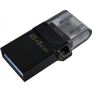 Флеш-диск Kingston 64Gb DataTraveler microDuo 3 G2 DTDUO3G2/64GB USB3.0 черный флеш диск kingston 256gb datatraveler exodia dtx 256gb usb3 1 красный