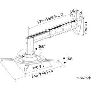 Кронштейн для проектора Cactus CS-VM-PR05B-AL серебристый макс.10кг настенный и потолочный поворот и наклон