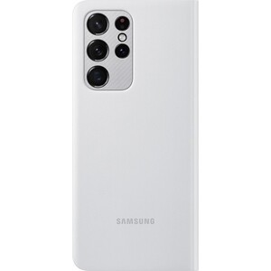 фото Чехол (флип-кейс) samsung для samsung galaxy s21 ultra smart clear view cover светло-серый (ef-zg998cjegru)