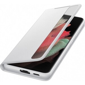 фото Чехол (флип-кейс) samsung для samsung galaxy s21 ultra smart clear view cover светло-серый (ef-zg998cjegru)