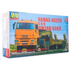 Сборная модель AVD Models КАМАЗ-65225 с полуприцепом ЧМЗАП-5247Г, масштаб 1:43 - фото 1