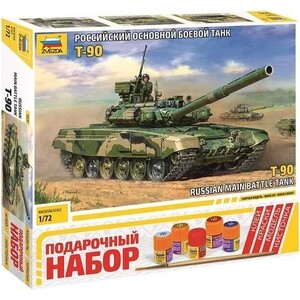фото Сборная модель звезда российский танк т-90, подарочный набор, масштаб 1:72