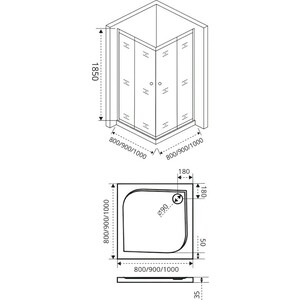 Душевой уголок Good Door Lira CR 100х100 с поддоном, прозрачный, хром (CR-100/100)