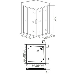 Душевой уголок Good Door Idea CR 90x90 с поддоном, прозрачный, черный (CR-90-C-B)