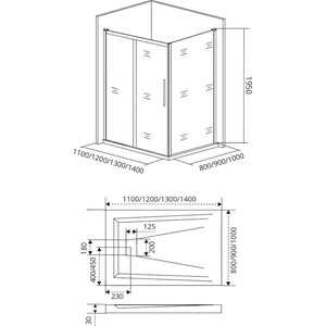 Боковая стенка Good Door Idea SP 100х195 прозрачная, черный (SP-100-C-B)