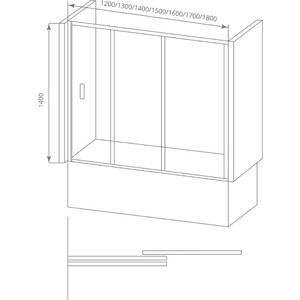 Шторка для ванны Good Door Screen WTW 150х140 прозрачная, хром (WTW-150-C-CH)