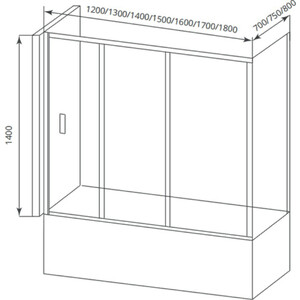 Боковая стенка Good Door Screen SP 75х140 прозрачная, хром (Screen SP-75-C-CH)
