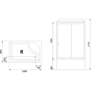 Душевая кабина Royal Bath BP 100х80 правая, стекло черное/прозрачное (RB8100BP5-BT-CH-R)