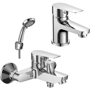 фото Комплект смесителей rossinka silvermix для раковины и ванны, с душем, хром (s35-31, s35-11)